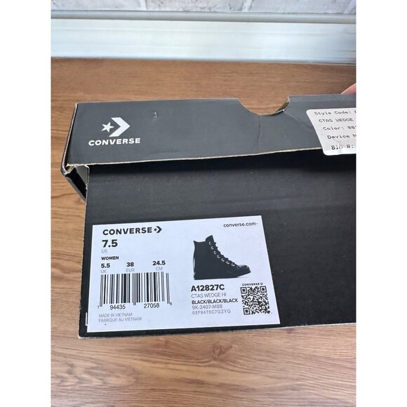 ⭐Converse Chuck Taylor All Star Wedge Platform 7.5 Patent Leather Shoes A12827C⭐ - Picture 12 of 13